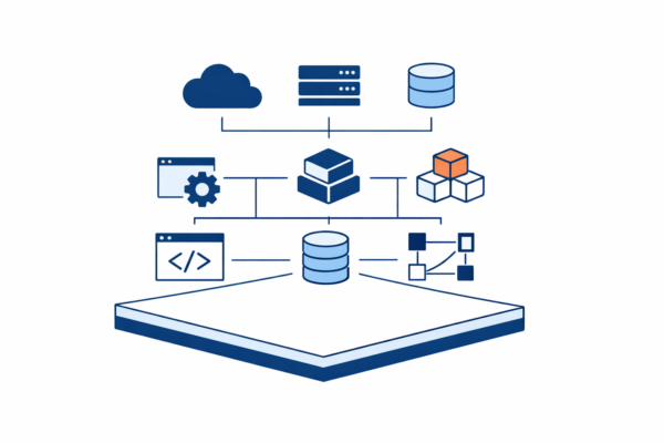 Illustration von einer Softwarearchitektur mit verschiedenen Ebenen